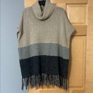 Bobeau Tan, Gray, and Black Cowl Neck Sweater